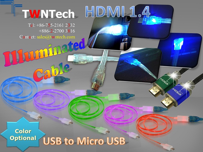 Illuminated Cable Collection: HDMI 1.4 & USB to Micro USB