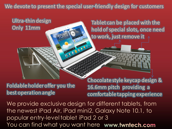Premier Bluetooth Keyboard Case Providing Fashion Element for Tablet