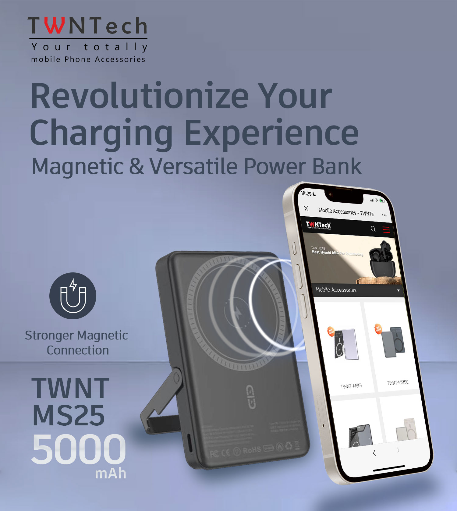 TWNT-MS25 Multi functional lightweight power bank Revolutionize Your Charging Experience！！